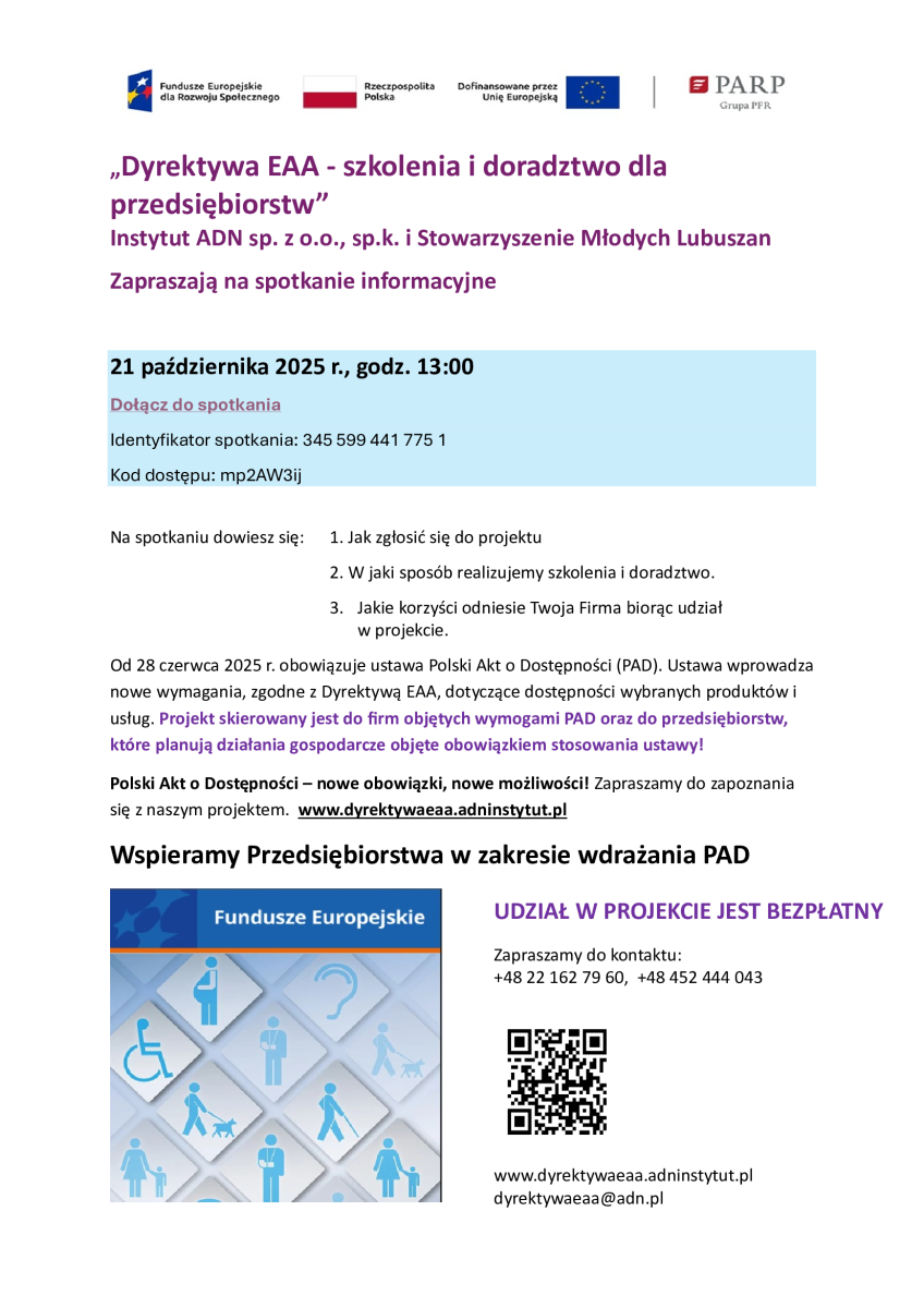 Zaproszenie na spotkanie informacyjne - Dyrektywa-EAA 21.10.2025